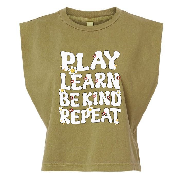 Play Learn Be Kind Repeat Groovy Unity Day Orange Teacher Garment-Dyed Women's Muscle Tee