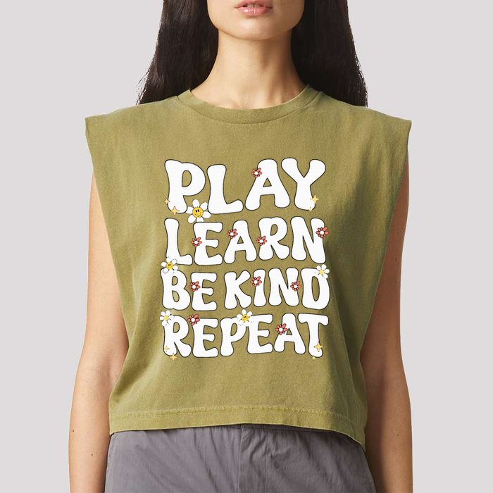 Play Learn Be Kind Repeat Groovy Unity Day Orange Teacher Garment-Dyed Women's Muscle Tee