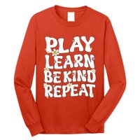 Play Learn Be Kind Repeat Groovy Unity Day Orange Teacher Long Sleeve Shirt