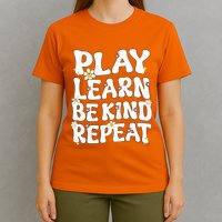 Play Learn Be Kind Repeat Groovy Unity Day Orange Teacher T-Shirt