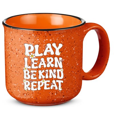 Play Learn Be Kind Repeat Groovy Unity Day Orange Teacher 15oz Campfire Ceramic Mug