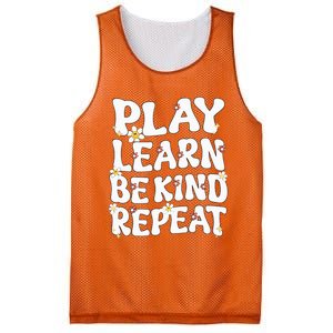 Play Learn Be Kind Repeat Groovy Unity Day Orange Teacher Mesh Reversible Basketball Jersey Tank