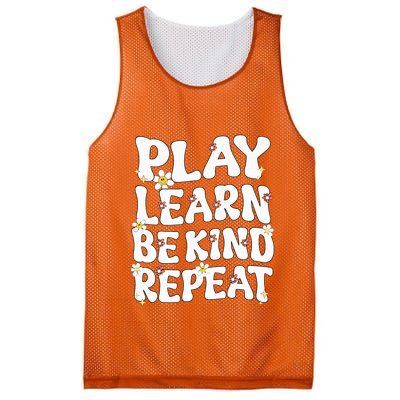Play Learn Be Kind Repeat Groovy Unity Day Orange Teacher Mesh Reversible Basketball Jersey Tank