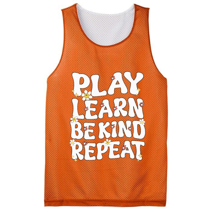 Play Learn Be Kind Repeat Groovy Unity Day Orange Teacher Mesh Reversible Basketball Jersey Tank