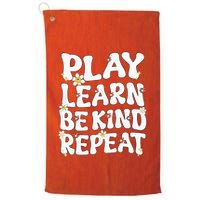 Play Learn Be Kind Repeat Groovy Unity Day Orange Teacher Golf Towel