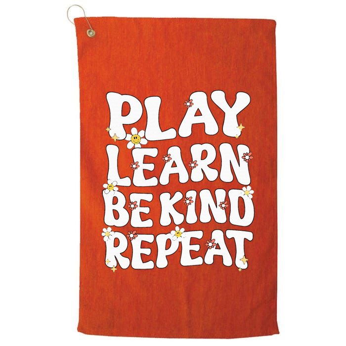 Play Learn Be Kind Repeat Groovy Unity Day Orange Teacher Golf Towel