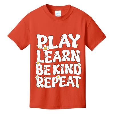 Play Learn Be Kind Repeat Groovy Unity Day Orange Teacher Kids T-Shirt