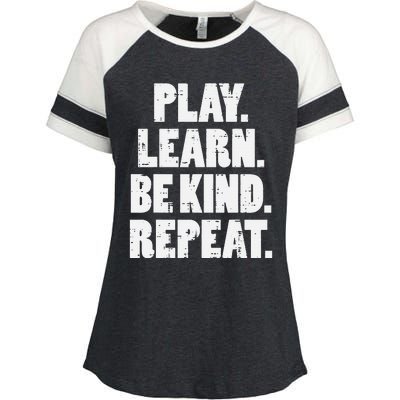 Play Learn Be Kind Repeat Unity Day Orange Anti Bullying Enza Ladies Jersey Colorblock Tee