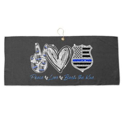 Peace Love Back The Blue Police Officer Gift Large Microfiber Waffle Golf Towel