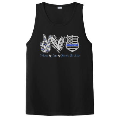 Peace Love Back The Blue Police Officer Gift PosiCharge Competitor Tank