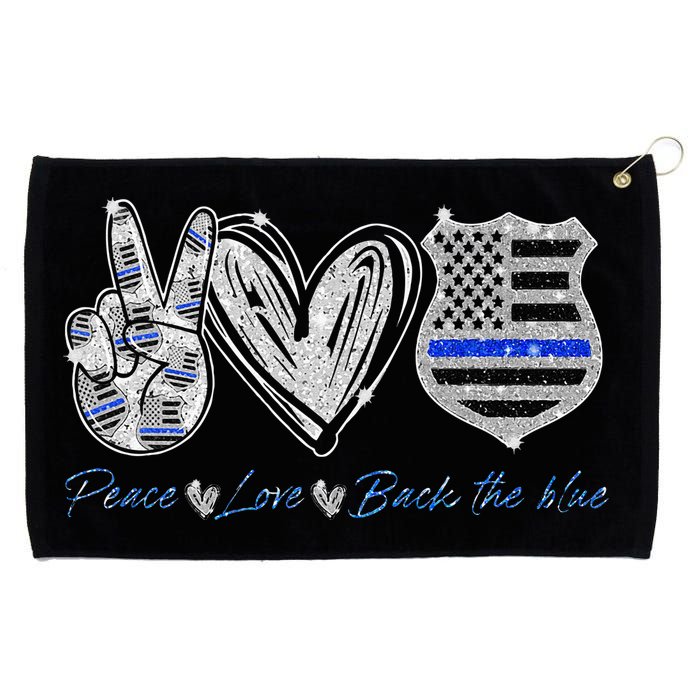 Peace Love Back The Blue Police Officer Gift Grommeted Golf Towel