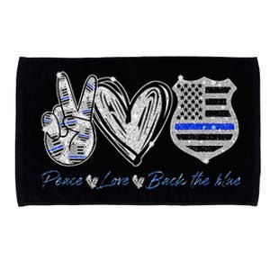 Peace Love Back The Blue Police Officer Gift Microfiber Hand Towel