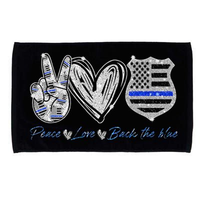 Peace Love Back The Blue Police Officer Gift Microfiber Hand Towel