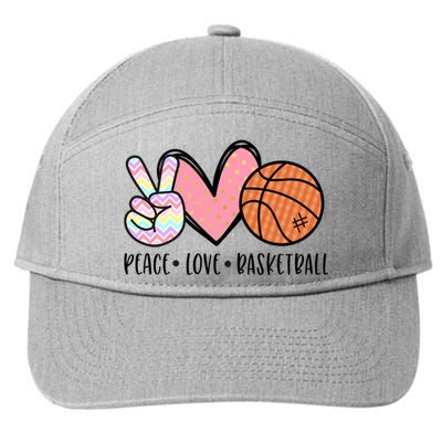 Peace Love Basketball Heart For Women Teens Tween Girls Meaningful Gift 7-Panel Snapback Hat