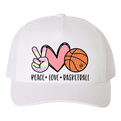 Peace Love Basketball Heart For Women Teens Tween Girls Meaningful Gift Yupoong Adult 5-Panel Trucker Hat