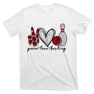 Peace Love Bowling Funny Bowling Lover T-Shirt