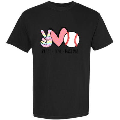 Peace Love Baseball Funny Garment-Dyed Heavyweight T-Shirt