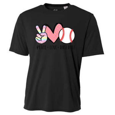 Peace Love Baseball Funny Cooling Performance Crew T-Shirt