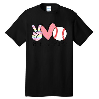 Peace Love Baseball Funny Tall T-Shirt