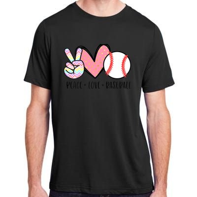 Peace Love Baseball Funny Adult ChromaSoft Performance T-Shirt