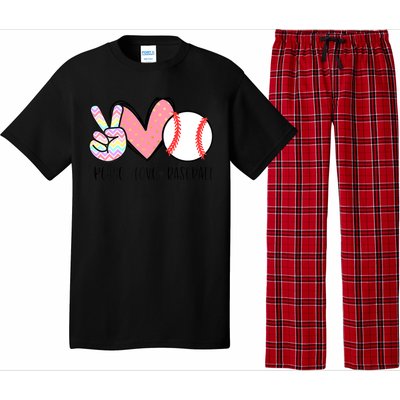 Peace Love Baseball Funny Pajama Set