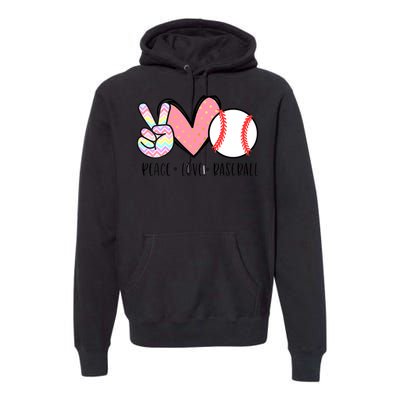 Peace Love Baseball Funny Premium Hoodie