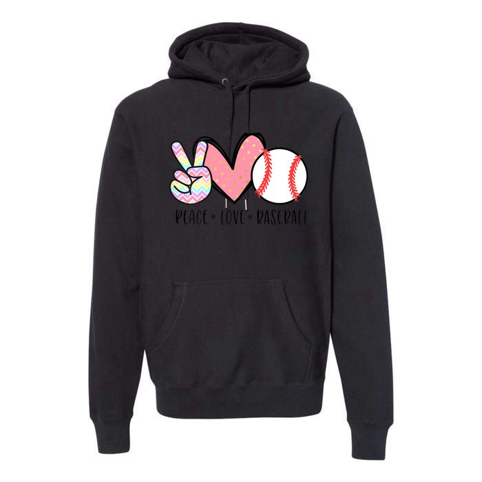 Peace Love Baseball Funny Premium Hoodie