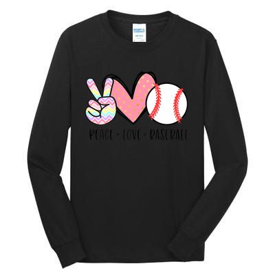 Peace Love Baseball Funny Tall Long Sleeve T-Shirt