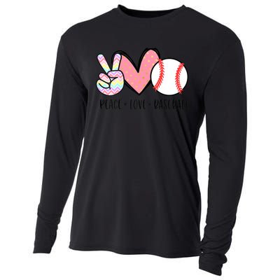 Peace Love Baseball Funny Cooling Performance Long Sleeve Crew