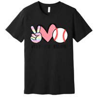 Peace Love Baseball Funny Premium T-Shirt