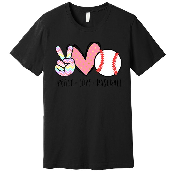 Peace Love Baseball Funny Premium T-Shirt