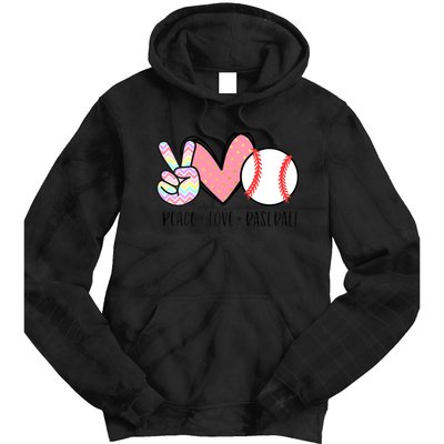 Peace Love Baseball Funny Tie Dye Hoodie