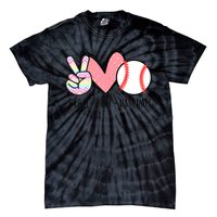 Peace Love Baseball Funny Tie-Dye T-Shirt