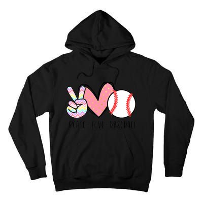 Peace Love Baseball Funny Tall Hoodie