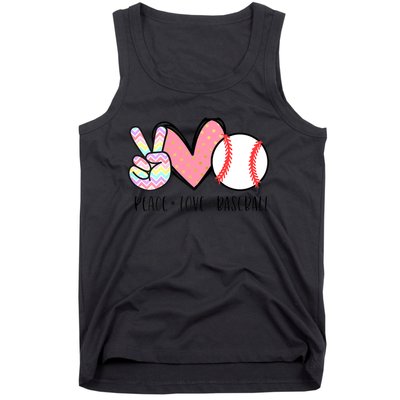 Peace Love Baseball Funny Tank Top