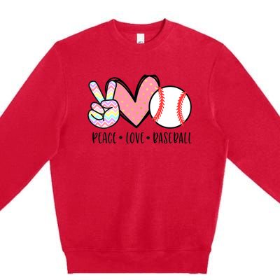 Peace Love Baseball Funny Premium Crewneck Sweatshirt