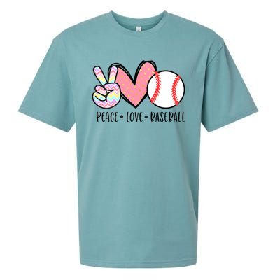 Peace Love Baseball Funny Sueded Cloud Jersey T-Shirt