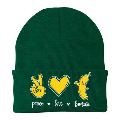 Peace Love Bananas Knit Cap Winter Beanie