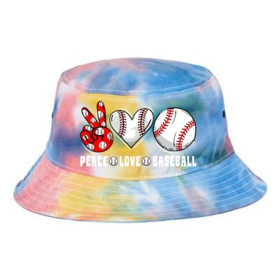 Peace Love Baseball Funny Mommy Dad Son Daughter Gift Tie Dye Newport Bucket Hat