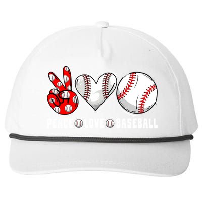 Peace Love Baseball Funny Mommy Dad Son Daughter Gift Snapback Five-Panel Rope Hat