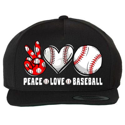 Peace Love Baseball Funny Mommy Dad Son Daughter Gift Wool Snapback Cap