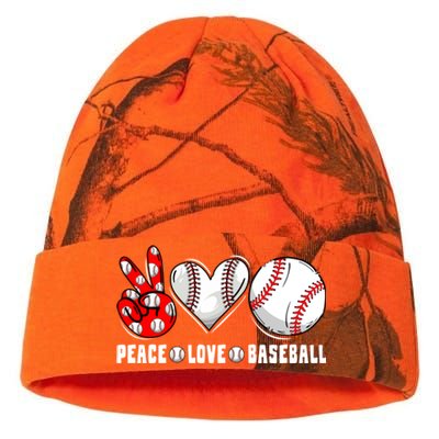 Peace Love Baseball Funny Mommy Dad Son Daughter Gift Kati Licensed 12" Camo Beanie