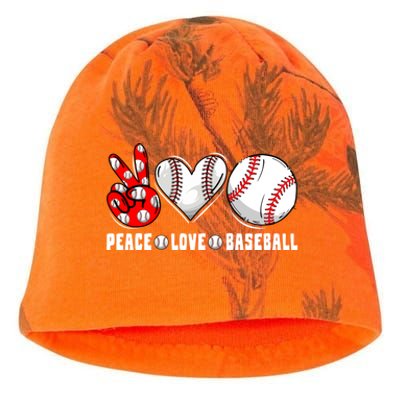 Peace Love Baseball Funny Mommy Dad Son Daughter Gift Kati - Camo Knit Beanie