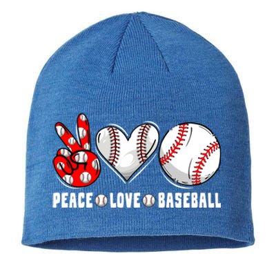 Peace Love Baseball Funny Mommy Dad Son Daughter Gift Sustainable Beanie