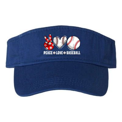 Peace Love Baseball Funny Mommy Dad Son Daughter Gift Valucap Bio-Washed Visor