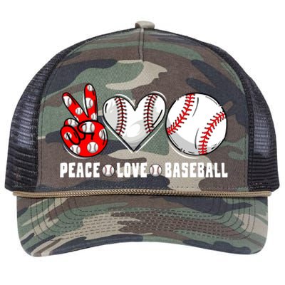 Peace Love Baseball Funny Mommy Dad Son Daughter Gift Retro Rope Trucker Hat Cap