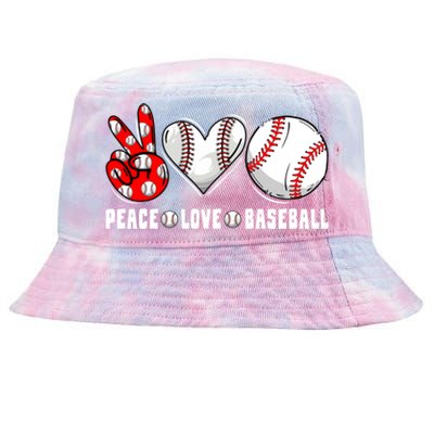 Peace Love Baseball Funny Mommy Dad Son Daughter Gift Tie-Dyed Bucket Hat