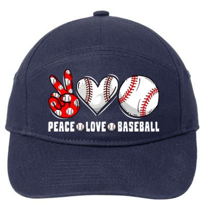 Peace Love Baseball Funny Mommy Dad Son Daughter Gift 7-Panel Snapback Hat