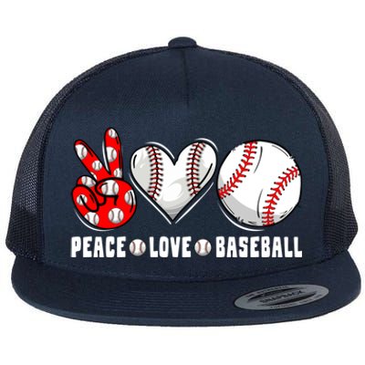 Peace Love Baseball Funny Mommy Dad Son Daughter Gift Flat Bill Trucker Hat