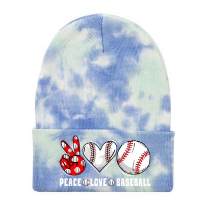 Peace Love Baseball Funny Mommy Dad Son Daughter Gift Tie Dye 12in Knit Beanie